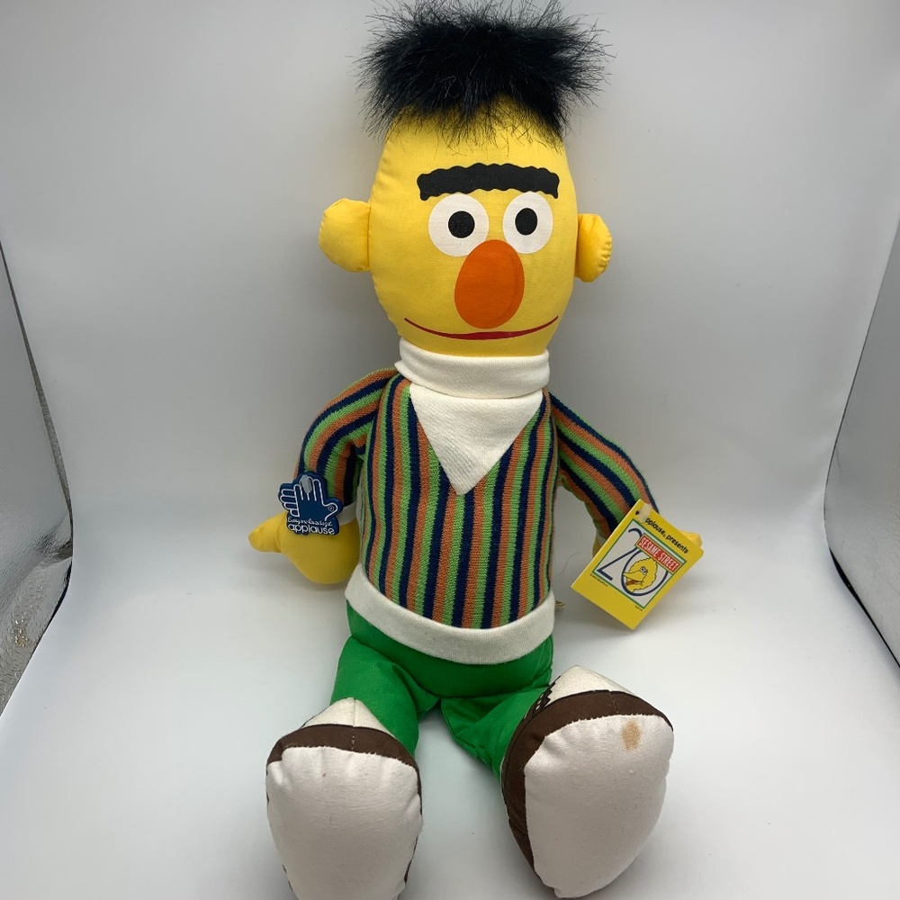 Vintage Sesame Street Bert Jim Henson Retro Muppet Doll Plush w/ Tags